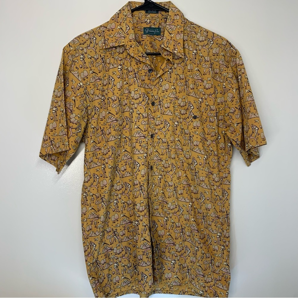 Fernando Peña Yellow Y2K Retro Button up shirt Size Medium